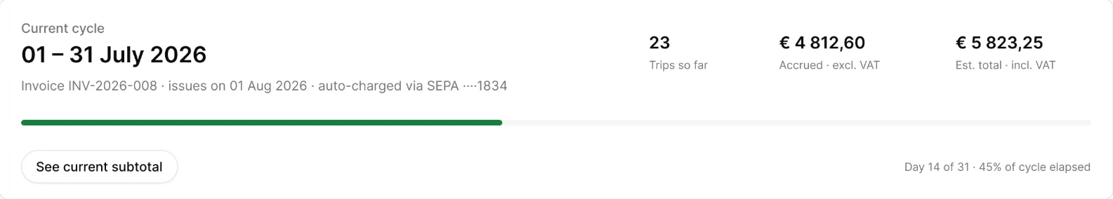 Current billing cycle summary
